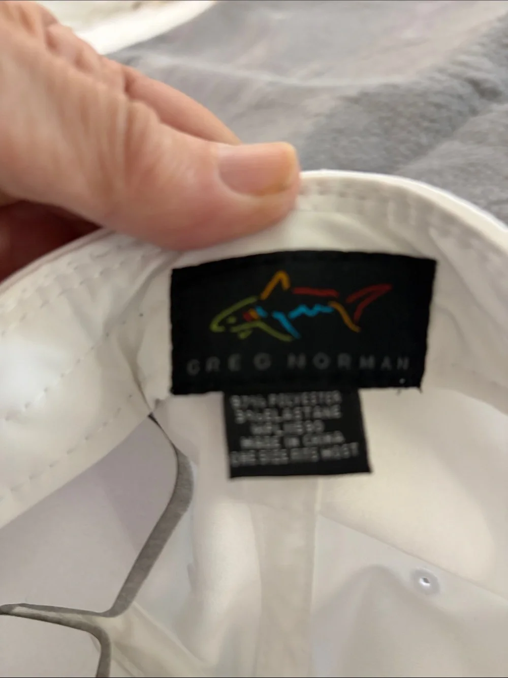Greg Norman Collection White Men’s Swim Cap with Multicolor Shark Logo